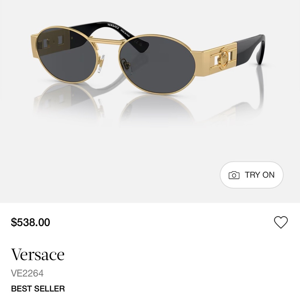 SOLD NEW Versace Oval Gold and Black Sunglasses
